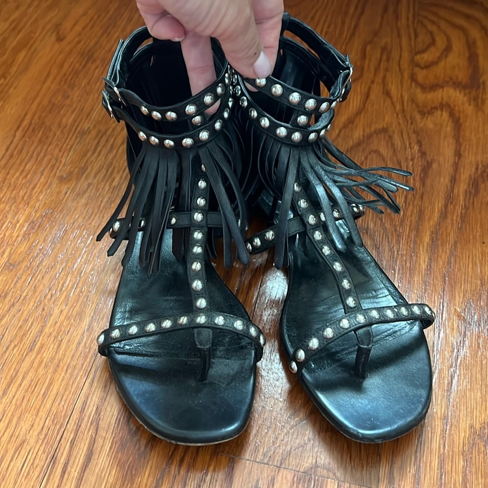 YSL Fringe Leather Sandal